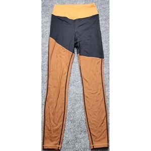 WeWoreWhat Colorblock High Waisted Active Leggings Black Tan Yellow Small